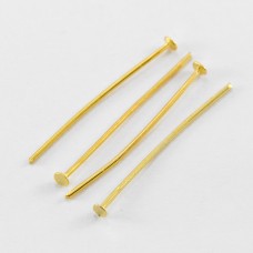 Пини Гвоздики, плоский капелюшок, Залізо, Колір: Золото, Розмір: 25х0.7мм, 50шт